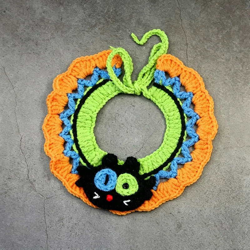 Crochet Pumpkin Witch Hat Halloween Pet Collar