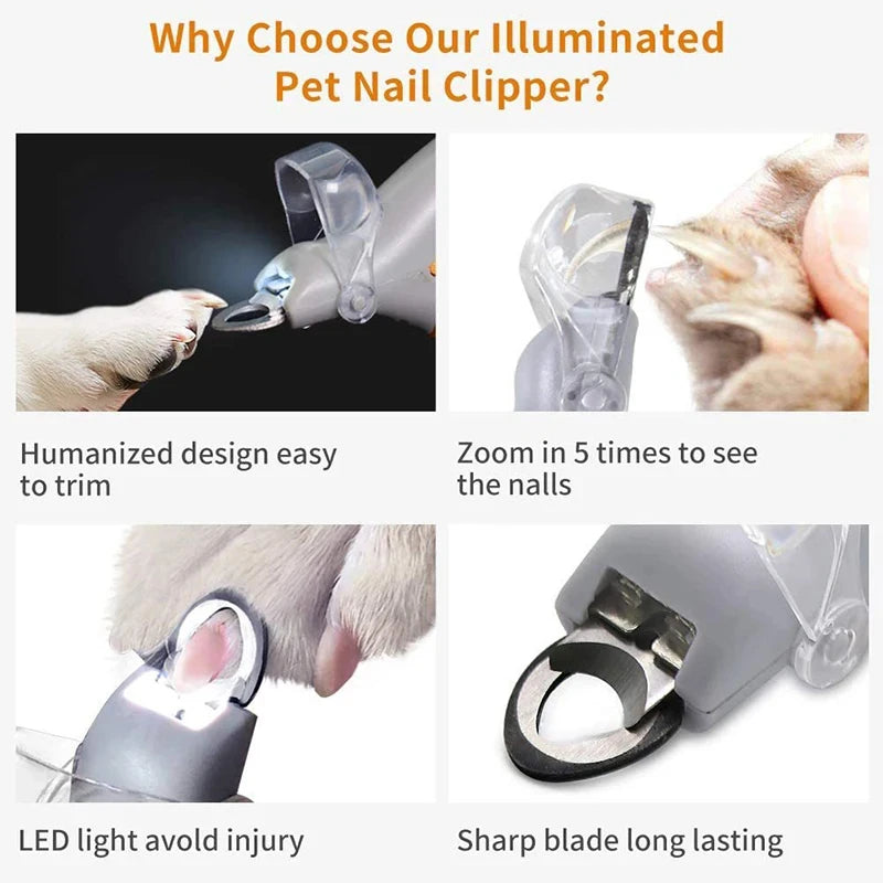 Cortauñas con luz LED para perros y gatos