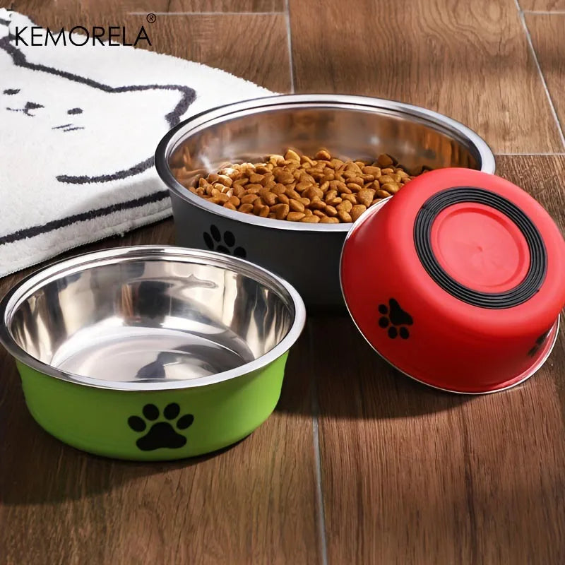 Non-Slip Stainless Steel Pet Bowl for Cats & Dogs