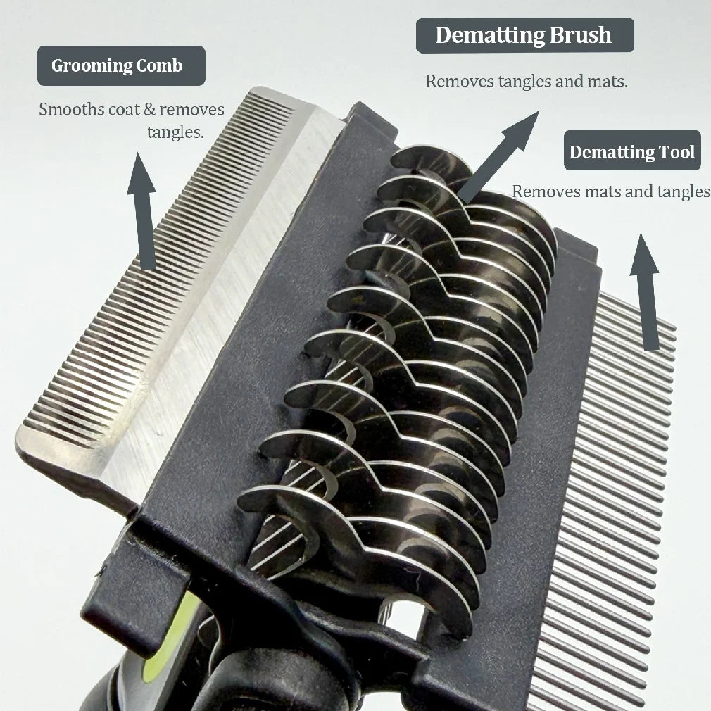3-in-1 Deshedding Grooming Brush for Cats & Dogs