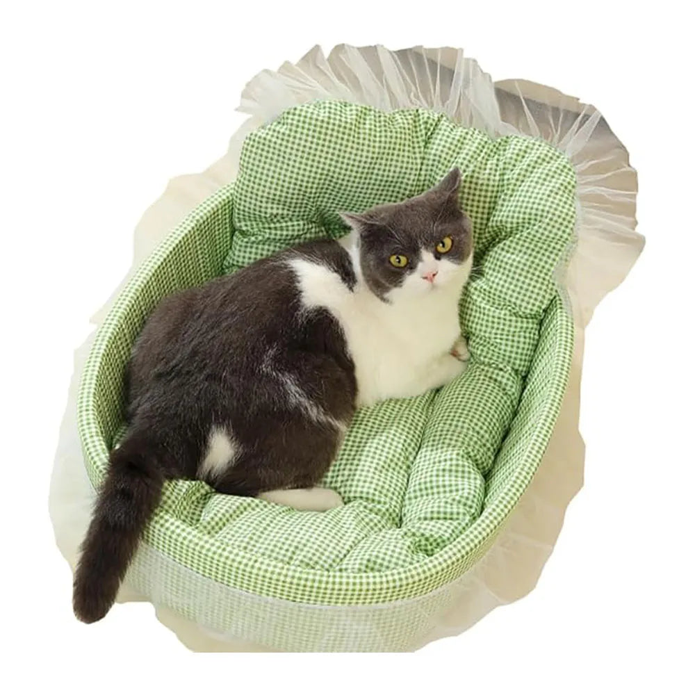 Canapé-lit princesse avec bordure en dentelle pour chats et chiens