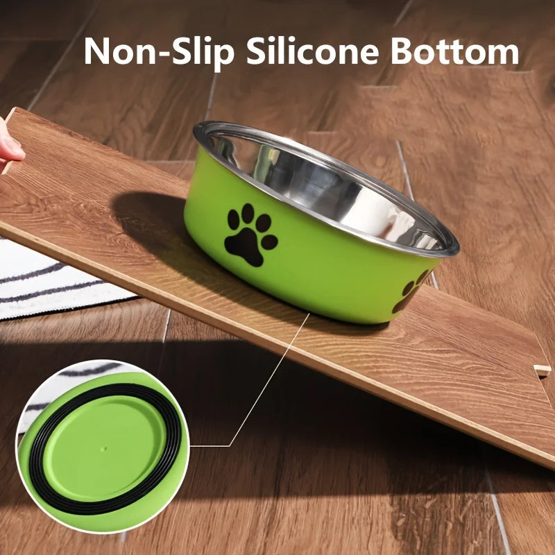 Non-Slip Stainless Steel Pet Bowl for Cats & Dogs
