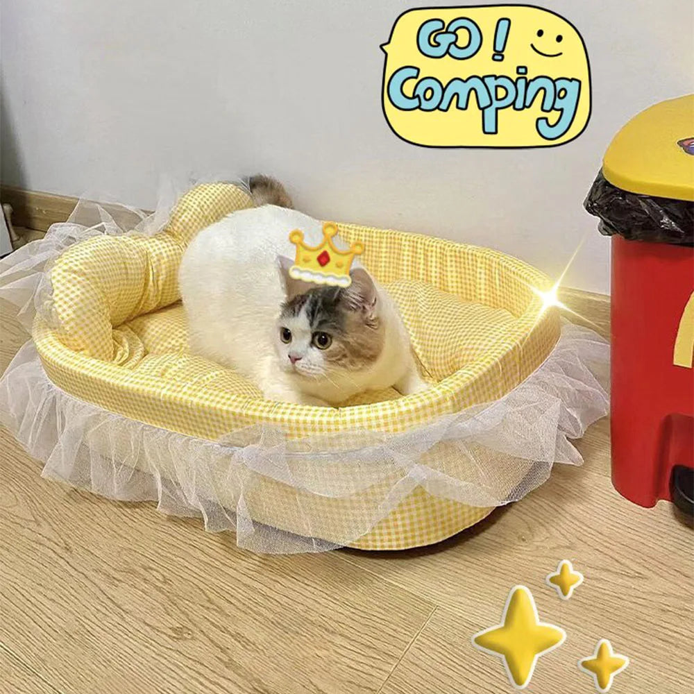 Lace-Trimmed Princess Sofa Bed for Cats & Dogs