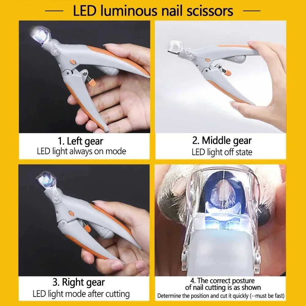 Cortauñas con luz LED para perros y gatos