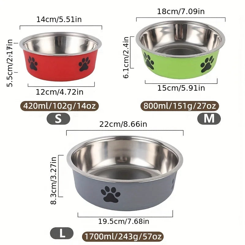 Non-Slip Stainless Steel Pet Bowl for Cats & Dogs