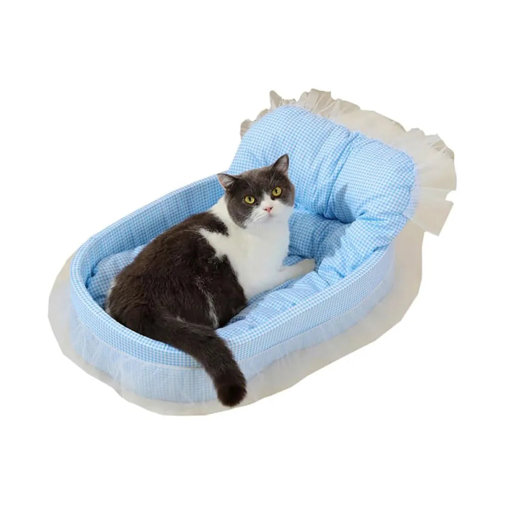 Canapé-lit princesse avec bordure en dentelle pour chats et chiens