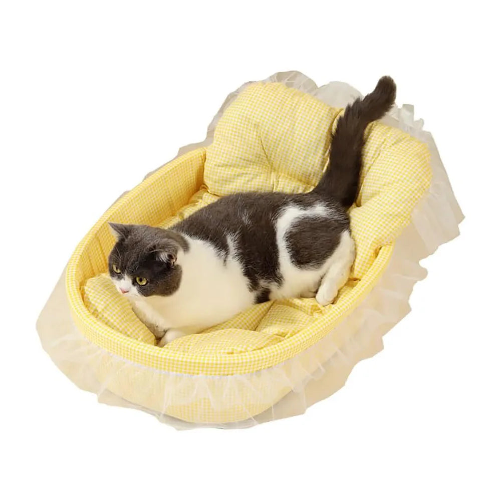 Canapé-lit princesse avec bordure en dentelle pour chats et chiens